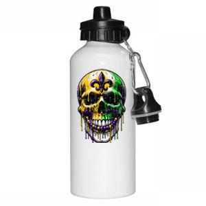 Fleur De Lis Mardi Gras Skulls Aluminum Water Bottle