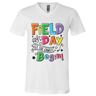 Field Day Let The Games Begin Teachers Gifts V-Neck T-Shirt