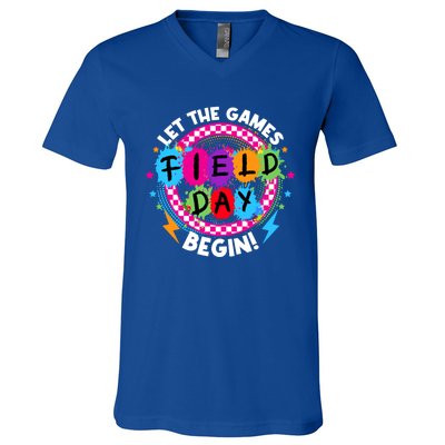 Field Day Let Games Start Begin Teachers Field Day 2024 Cool Gift V-Neck T-Shirt