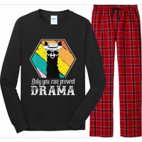 Funny Drama Llama Only You Can Prevent Drama Vintage Llama  Long Sleeve Pajama Set