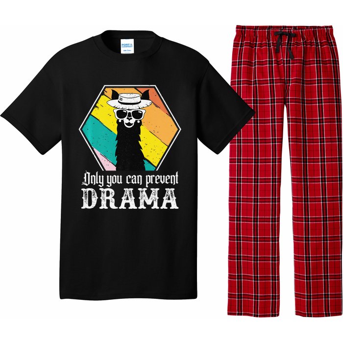 Funny Drama Llama Only You Can Prevent Drama Vintage Llama  Pajama Set