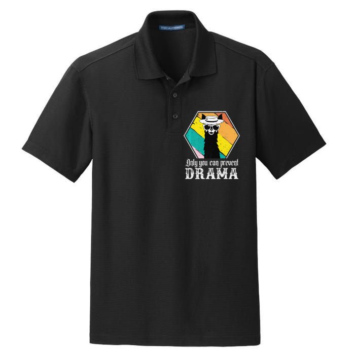 Funny Drama Llama Only You Can Prevent Drama Vintage Llama  Dry Zone Grid Polo