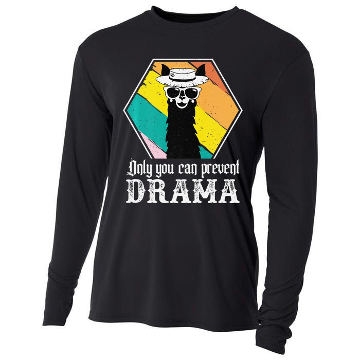 Funny Drama Llama Only You Can Prevent Drama Vintage Llama  Cooling Performance Long Sleeve Crew