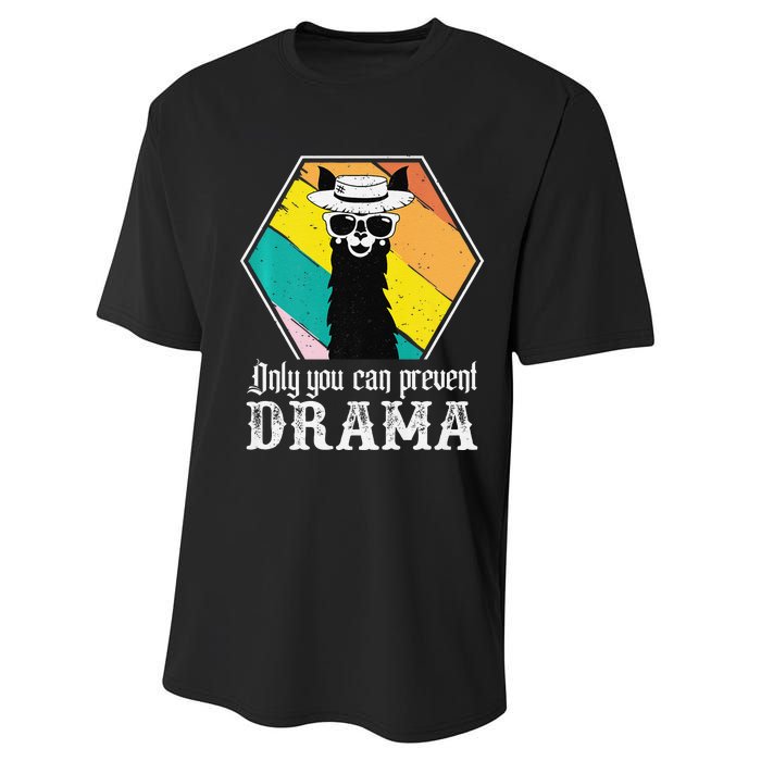 Funny Drama Llama Only You Can Prevent Drama Vintage Llama  Performance Sprint T-Shirt