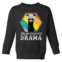 Funny Drama Llama Only You Can Prevent Drama Vintage Llama  Toddler Sweatshirt