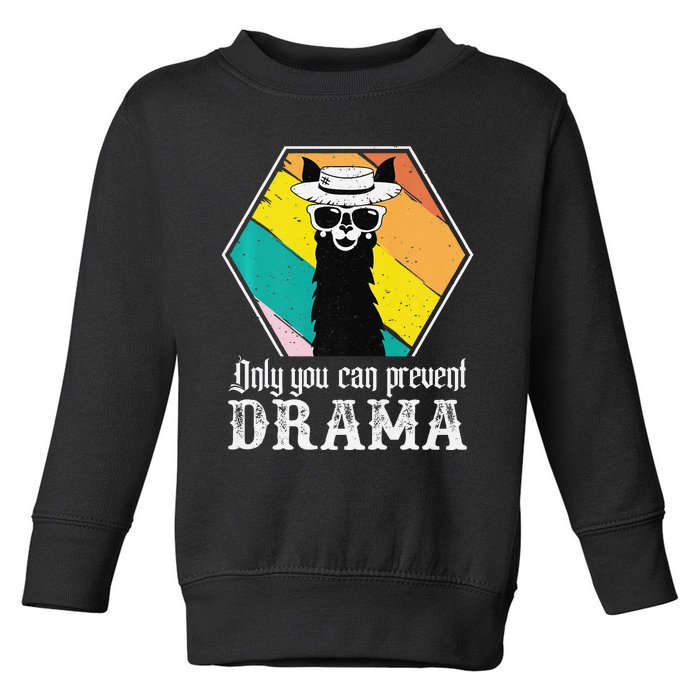 Funny Drama Llama Only You Can Prevent Drama Vintage Llama  Toddler Sweatshirt