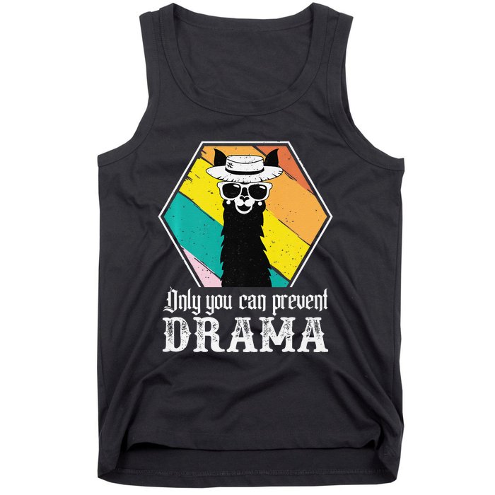 Funny Drama Llama Only You Can Prevent Drama Vintage Llama  Tank Top