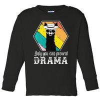 Funny Drama Llama Only You Can Prevent Drama Vintage Llama  Toddler Long Sleeve Shirt