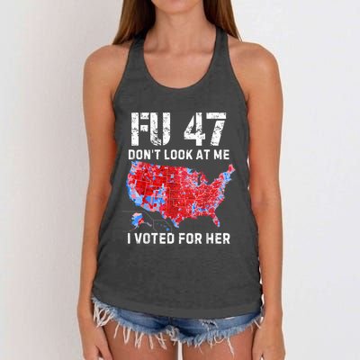 Fu47 DonT Look At Me I Voted For Her Women's Knotted Racerback Tank