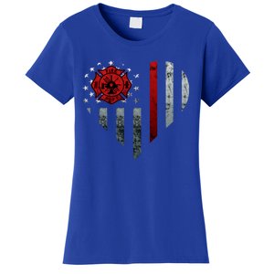 Firefighter Departt Logo Fire Heart American Flag Gift Women's T-Shirt