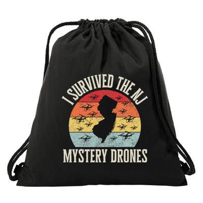 Funny Drone Lover I Survived The New Jersey Mystery Drones Drawstring Bag