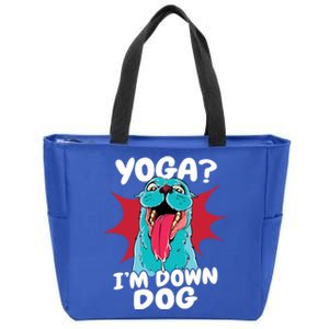 Funny Dog Lovers Yoga Funny Gift Yoga Im Down Dog Gift Zip Tote Bag