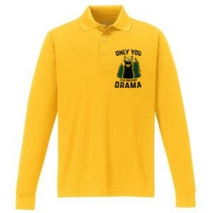 Funny Drama Llama Only You Can Prevent Drama Sarcastic Lover Performance Long Sleeve Polo