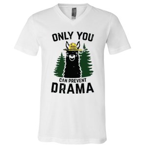 Funny Drama Llama Only You Can Prevent Drama Sarcastic Lover V-Neck T-Shirt