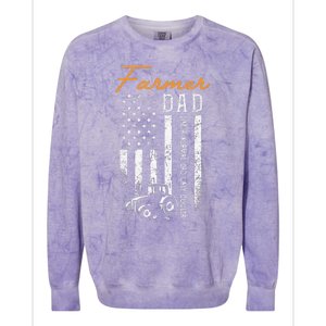 Farmer Dad Like A Normal Dad Only Cooler USA Flag Farming Colorblast Crewneck Sweatshirt