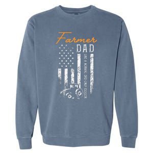 Farmer Dad Like A Normal Dad Only Cooler USA Flag Farming Garment-Dyed Sweatshirt