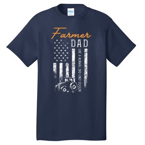 Farmer Dad Like A Normal Dad Only Cooler USA Flag Farming Tall T-Shirt