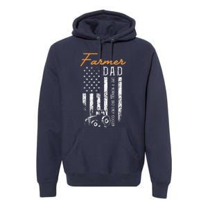 Farmer Dad Like A Normal Dad Only Cooler USA Flag Farming Premium Hoodie