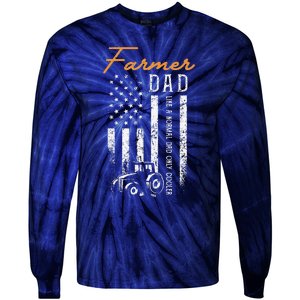 Farmer Dad Like A Normal Dad Only Cooler USA Flag Farming Tie-Dye Long Sleeve Shirt