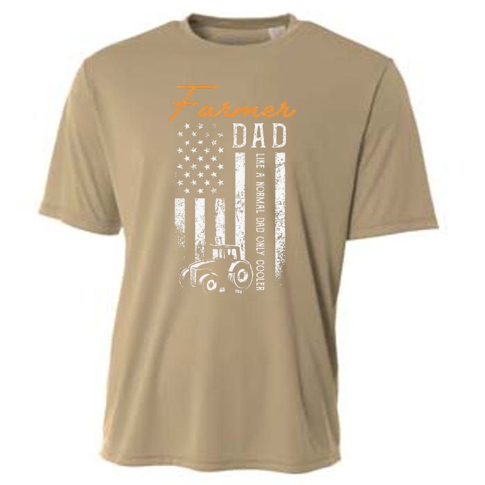 Farmer Dad Like A Normal Dad Only Cooler USA Flag Farming Cooling Performance Crew T-Shirt