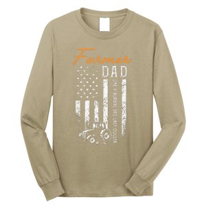 Farmer Dad Like A Normal Dad Only Cooler USA Flag Farming Long Sleeve Shirt