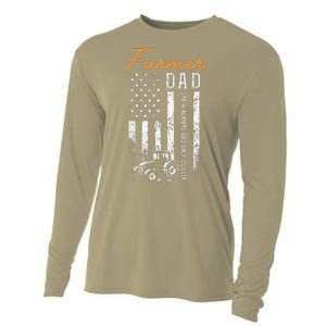 Farmer Dad Like A Normal Dad Only Cooler USA Flag Farming Cooling Performance Long Sleeve Crew