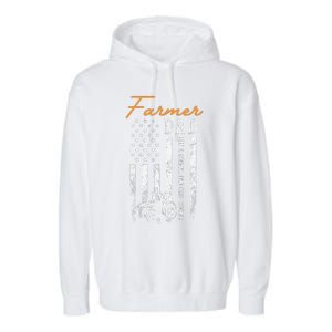 Farmer Dad Like A Normal Dad Only Cooler USA Flag Farming Garment-Dyed Fleece Hoodie