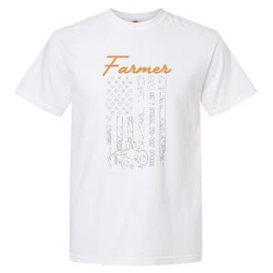 Farmer Dad Like A Normal Dad Only Cooler USA Flag Farming Garment-Dyed Heavyweight T-Shirt