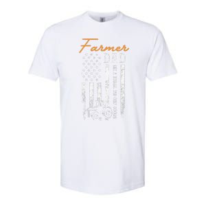 Farmer Dad Like A Normal Dad Only Cooler USA Flag Farming Softstyle CVC T-Shirt