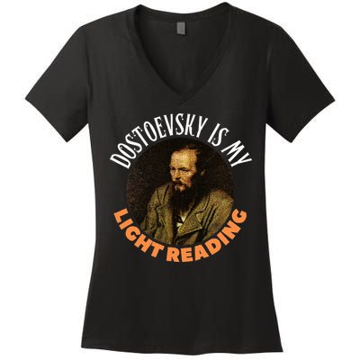 Fyodor Dostoevsky Literature Karamazov Light Reading Women's V-Neck T-Shirt