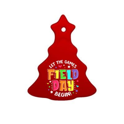 Field Day Let The Games Begin Boy Girl Teacher Ceramic Tree Ornament