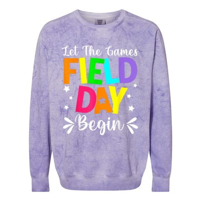 Field Day Let The Games Begin Teacher Boy Field Day Colorblast Crewneck Sweatshirt