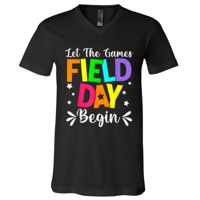 Field Day Let The Games Begin Teacher Boy Field Day V-Neck T-Shirt