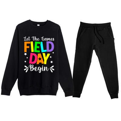 Field Day Let The Games Begin Teacher Boy Field Day Premium Crewneck Sweatsuit Set