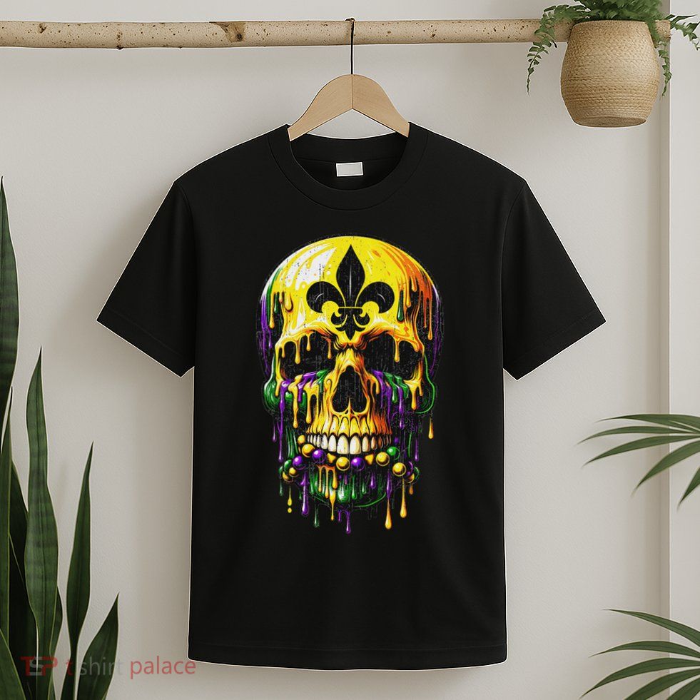 Fleur De Lis Mardi Gras Skulls Men Women T-Shirt
