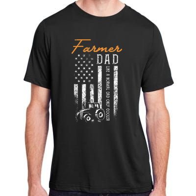 Farmer Dad Like A Normal Dad Only Cooler Usa Flag Farming Adult ChromaSoft Performance T-Shirt