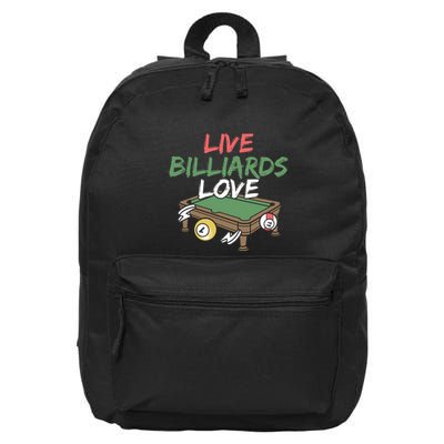 Father's Day Live Billiards Love Pool Player Gift For Dad 16 in Basic Backpack