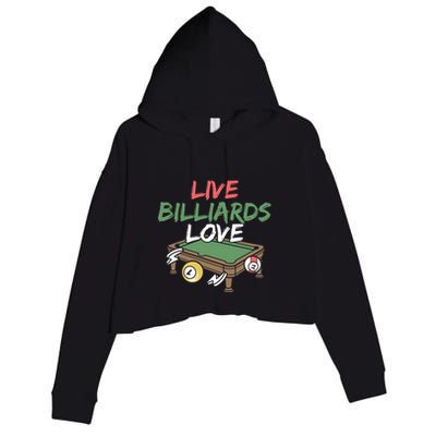 Father's Day Live Billiards Love Pool Player Gift For Dad Crop Fleece Hoodie