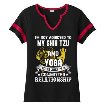 Funny Dog Lover Yoga Shih Tzu Funny Gift Ladies Halftime Notch Neck Tee