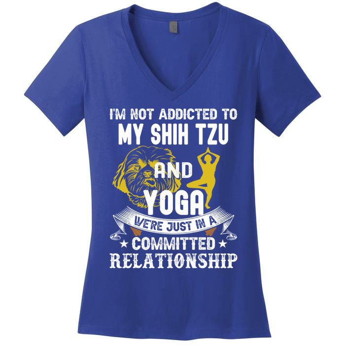 Funny Dog Lover Yoga Shih Tzu Funny Gift Women's V-Neck T-Shirt