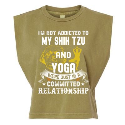 Funny Dog Lover Yoga Shih Tzu Funny Gift Garment-Dyed Women's Muscle Tee