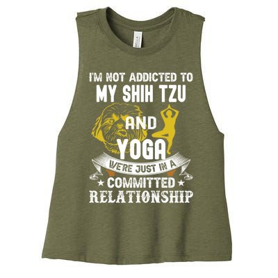 Funny Dog Lover Yoga Shih Tzu Funny Gift Women's Racerback Cropped Tank