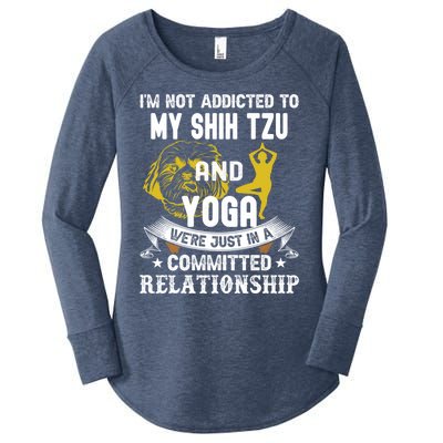 Funny Dog Lover Yoga Shih Tzu Funny Gift Women's Perfect Tri Tunic Long Sleeve Shirt