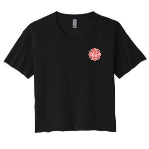 Fire Department Logo Uniform Fireman Symbol Firefighter Gear Women's Crop Top Tee