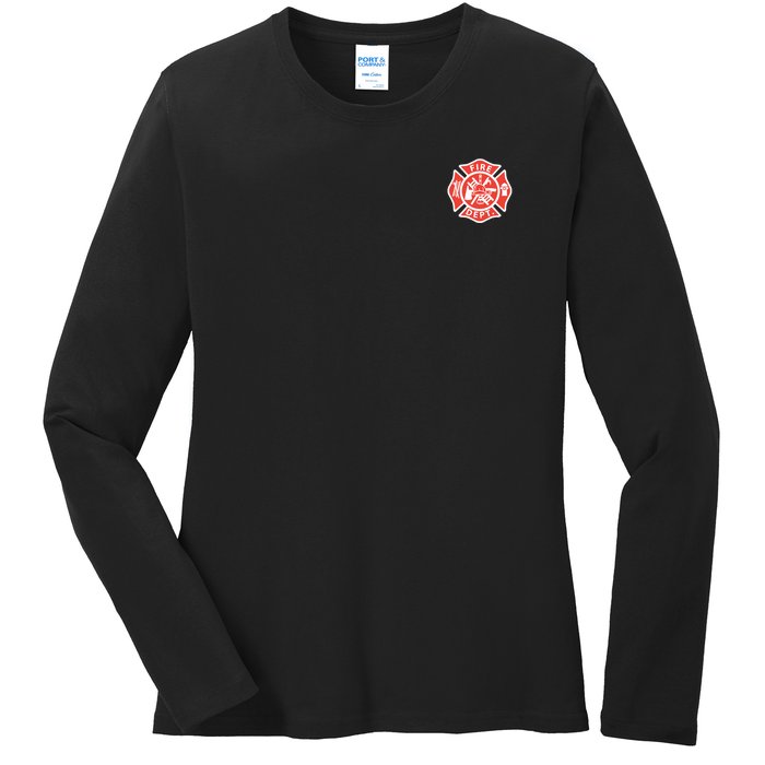 Fire Department Logo Uniform Fireman Symbol Firefighter Gear Ladies Long Sleeve Shirt