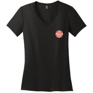 Fire Department Logo Uniform Fireman Symbol Firefighter Gear Women's V-Neck T-Shirt