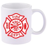Fire Department Logo Uniform Fireman Symbol Firefighter Gear 11oz C Handle Ceramic Mug