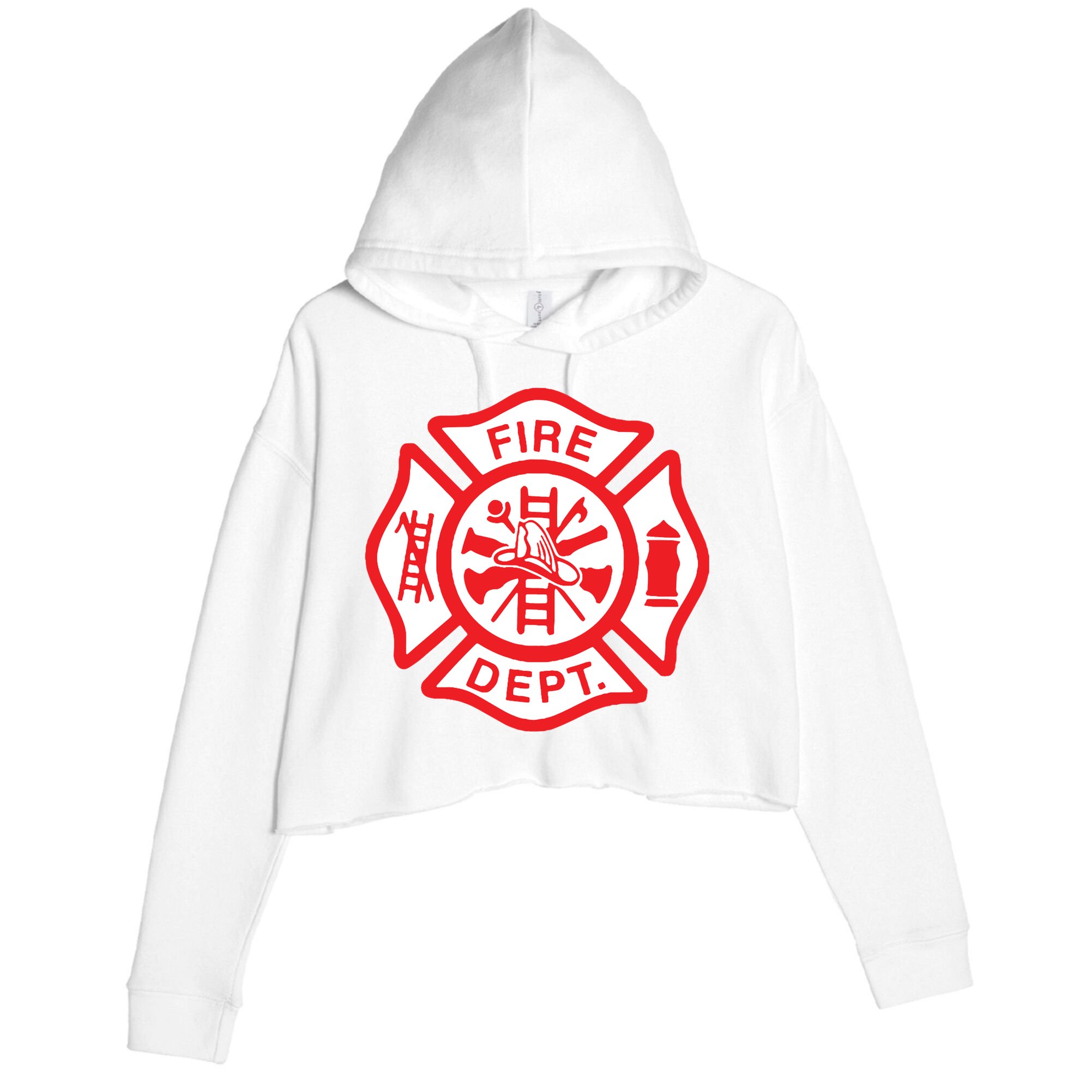 Fire Department Logo Uniform Fireman Symbol Firefighter Gear Crop Fleece Hoodie