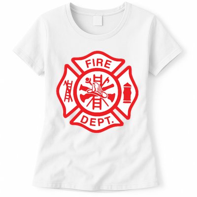 Fire Department Logo Uniform Fireman Symbol Firefighter Gear Womens T-Shirt