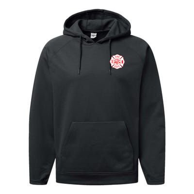 Fire Department Logo Uniform Fireman Symbol Firefighter Gear Performance Fleece Hoodie